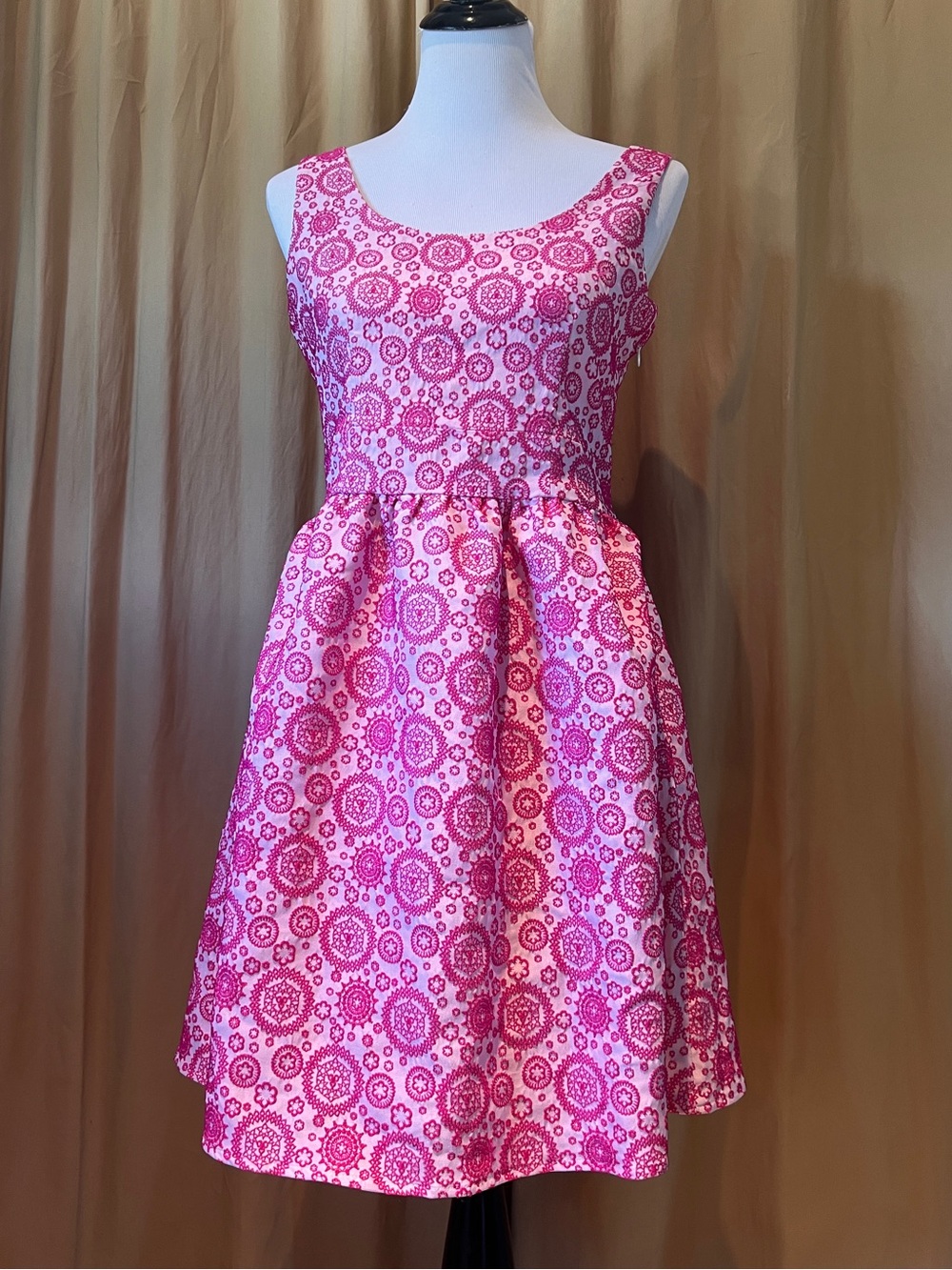 miami Pink Floral Sleeveless Fit-and-Flare Dress